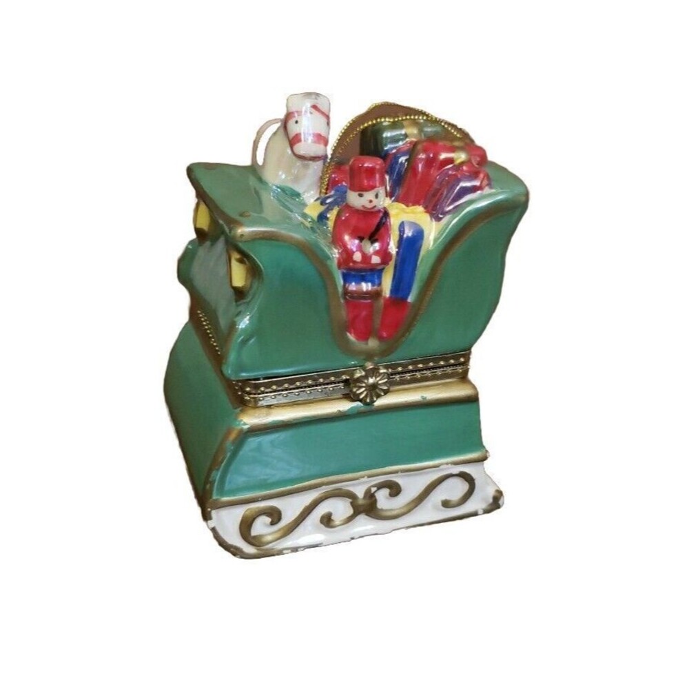 Mr. Christmas Hinged Music Box Sleigh Animated Ornament Joy to the World 2011